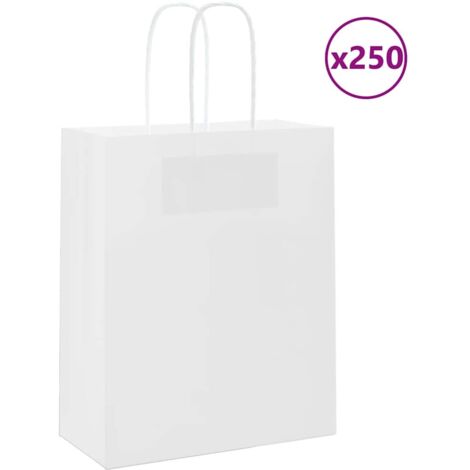vidaXL Papiertragetaschen 250 Stk. mit Henkeln Weiß 18x8x22 cm (1/5)