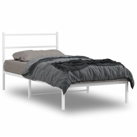Bettgestell mit Kopfteil Metall Weiß 100x200 cm vidaXL (1/5)