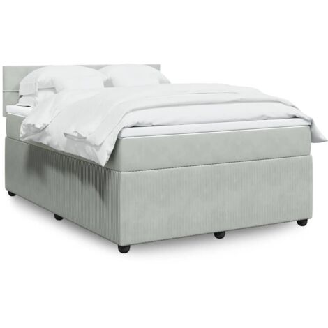 Boxspringbett mit Matratze Hellgrau 140x190 cm Samt vidaXL