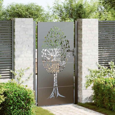 Gartentor Schwarz 105 x 200 cm Pulverbeschichteter Stahl vidaXL