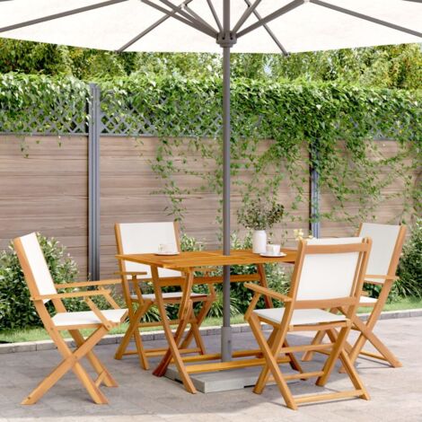 vidaXL Faltbare Gartenstühle Set von 4 aus Stoff und Massivholz