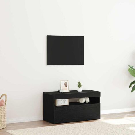 vidaXL TV-Schrank mit LED-Lichtern, Schwarz Eiche, 75x35x40 cm, Holzwerkstoff (1/5)