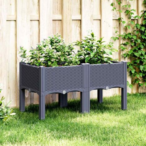 Pflanzkasten mit Beinen Grau 80x40x42 cm PP vidaXL422371