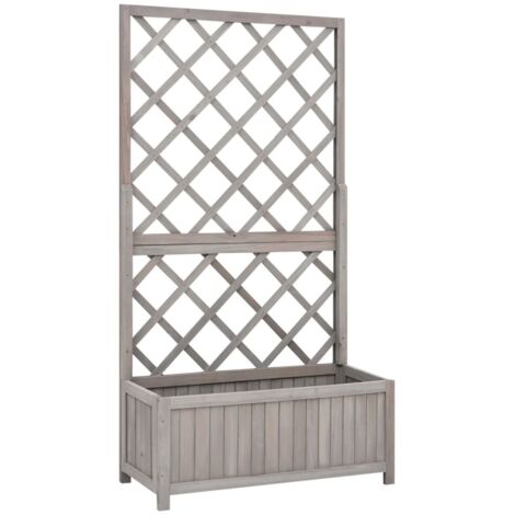 vidaXL Garden Trellis Planter Grey 70x30x135 cm Solid Firwood