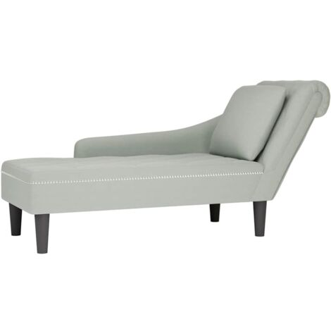 Chaiselongue mit Kissen und Rechter Armlehne Hellgrau Samt vidaXL