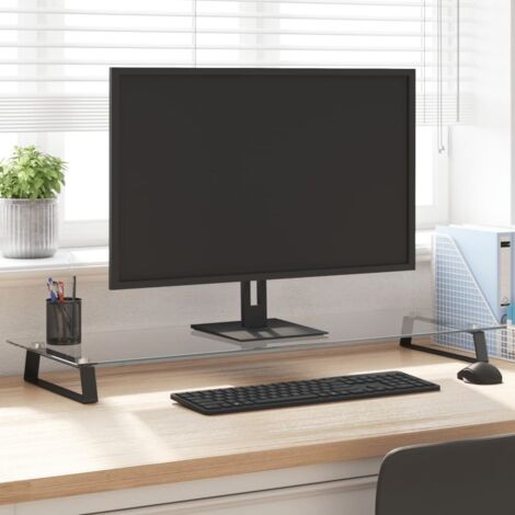 Monitorständer Schwarz 100x35x8 cm Hartglas und Metall vidaXL