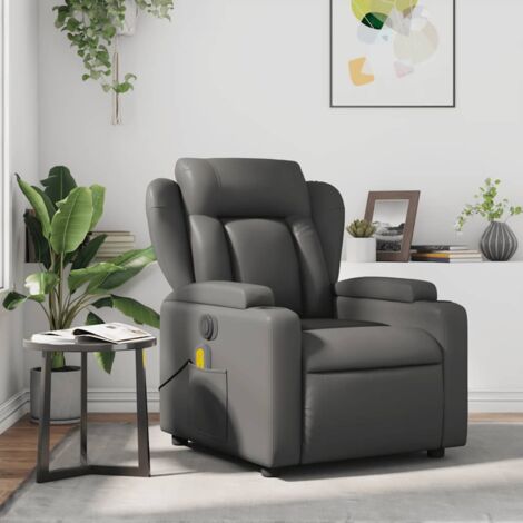 Verstellbarer Massagesessel Grau Kunstleder