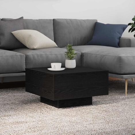 vidaXL Couchtisch mit LED-Lichtern Schwarz Eiche 55x55x31 cm