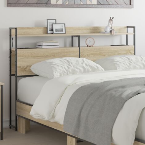 Kopfteil mit Regal Sonoma-Eiche 150 cm Holzwerkstoff vidaXL (1/5)