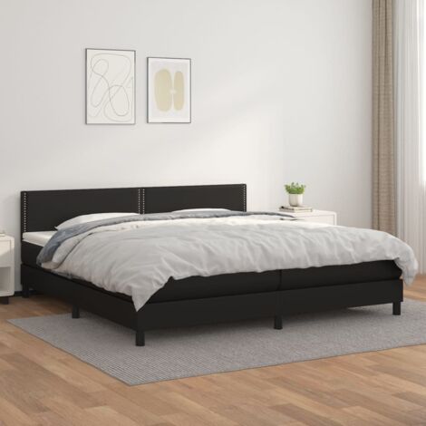 Boxspringbett mit Matratze Schwarz 200x200 cm Kunstleder vidaXL