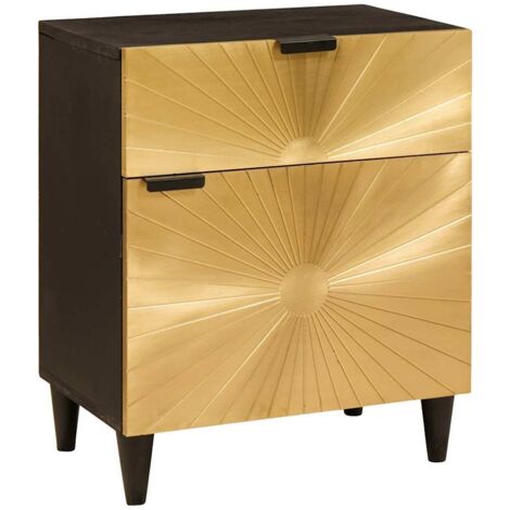 Nachttisch Schwarz und Gold 50 x 33 x 60 cm massives Mangoholz vidaXL