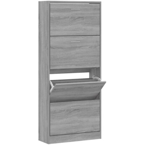 Schuhschrank Grau Sonoma 63x24x147 cm Holzwerkstoff vidaXL