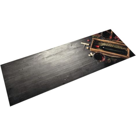 vidaXL Waschbarer Küchenteppich Weinflasche 60x180 cm Velours