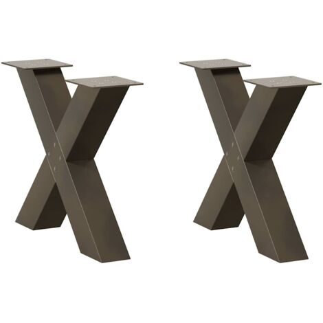 Couchtischbeine X-Form 2 Stk. Naturstahl 60x(42-43) cm Stahl vidaXL