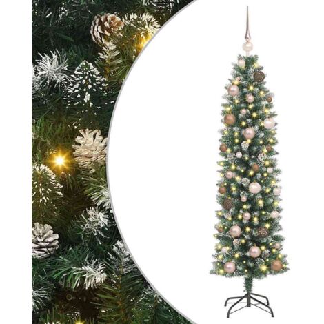 Künstlicher schlanker Weihnachtsbaum mit 150 LEDs Grün 150 cm vidaXL (1/5)