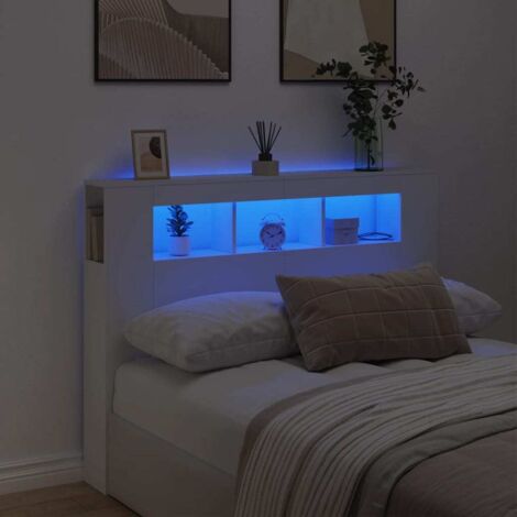 LED Kopfteil Weiß 140x18,5x103,5 cm Spanplatte