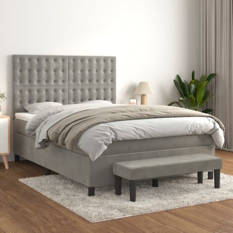 Boxspringbett mit Matratze Hellgrau 140x200 cm Samt vidaXL (1/5)