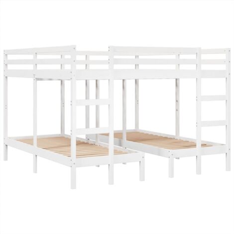 Dreifach Etagenbett Weiß 140x200/70x140 cm aus Massivholz Kiefer