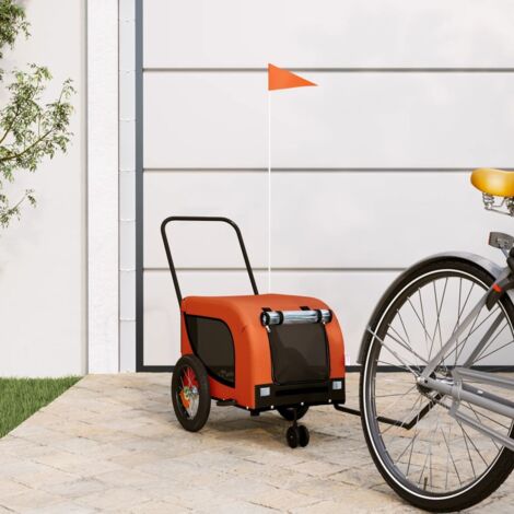 Fahrradanhänger für Haustiere orange und schwarz (1/5)