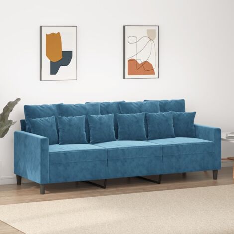 vidaXL 3-Sitzer Sofa Blau 180 cm Samt