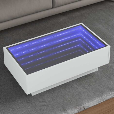 Couchtisch mit weißem LED 90x50x30 cm aus Spanplatte