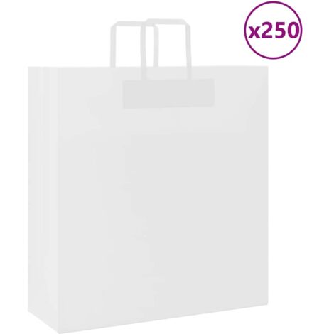 vidaXL Papiertragetaschen 250 Stk. mit Henkeln Weiß 45x17x48 cm