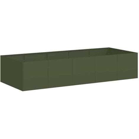 Pflanzgefäß Olivgrün 200x80x40 cm Stahl vidaXL