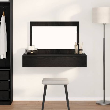 vidaXL Wand-Schminktisch in Schwarz mit Eiche 100x40x70 cm