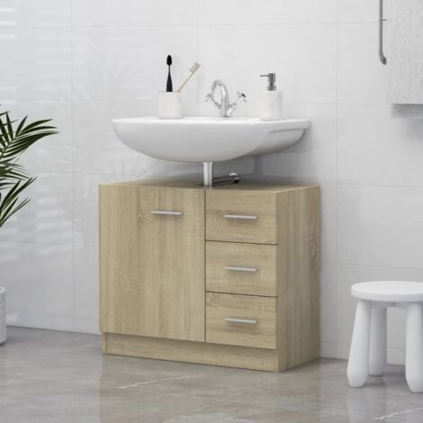 Waschbeckenunterschrank Sonoma-Eiche 63x30x54 cm Holzwerkstoff vidaXL