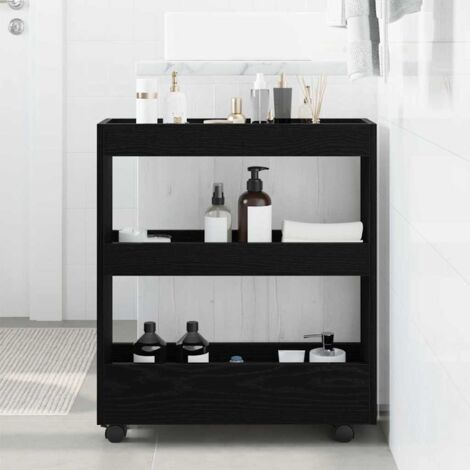 vidaXL  Narrow Storage Trolley  Black Oak 60 x 18 x 70 cm