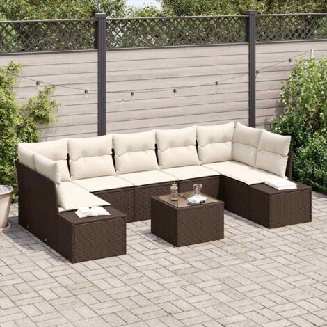 Sofa Set mit Kissen 8 pcs Braun Poly Rattan vidaXL (1/5)