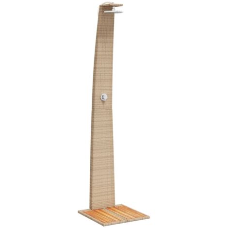 Gartendusche Beige 55x60x224 cm Poly Rattan und Akazienholz vidaXL