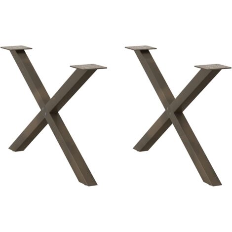 Couchtischbeine X-Form 2 Stk. Naturstahl 70x(42-43) cm Stahl vidaXL