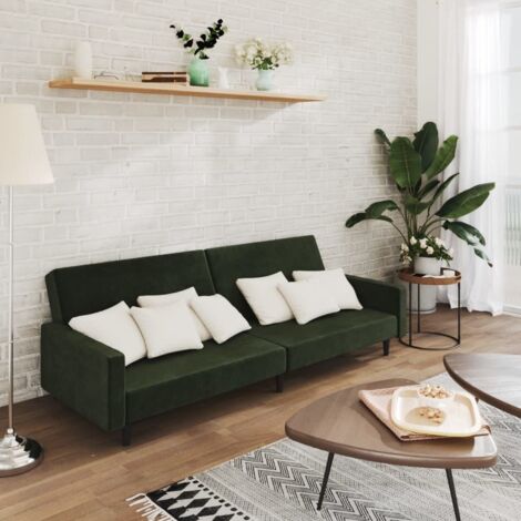 Schlafsofa 2-Sitzer Dunkelgrün Samt vidaXL
