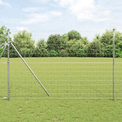 Eurozaun Silber 1,6 x 10 m Feuerverzinktes Eisen vidaXL