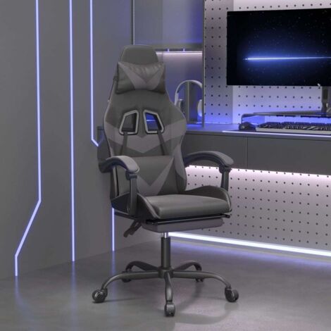 Gaming-Stuhl mit Fußstütze Drehbar Schwarz & Grau Kunstleder vidaXL