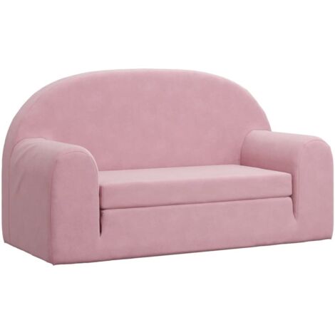 Kinder-Schlafsofa 2-Sitzer Rosa Weicher Plüsch vidaXL