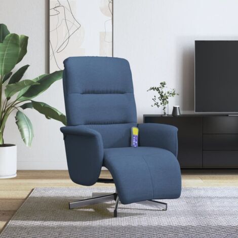 Massagesessel mit Fußteil Blau Stoff vidaXL