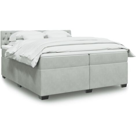 Boxspringbett mit Matratze Hellgrau 200x200 cm Samt vidaXL (1/5)