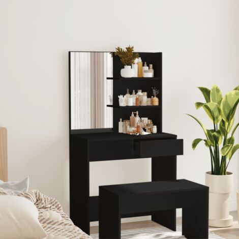 vidaXL Schminktisch mit schwarzem Spiegel 74,5x40x141 cm