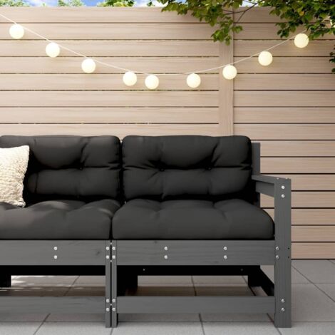 Garten-Ecksofa Grau Massivholz Kiefer vidaXL