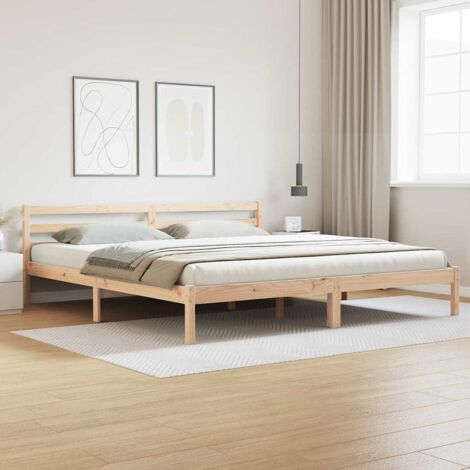 Bettgestell mit Kopfteil Braun 220 x 200 cm Massivholz Kiefer vidaXL (1/5)