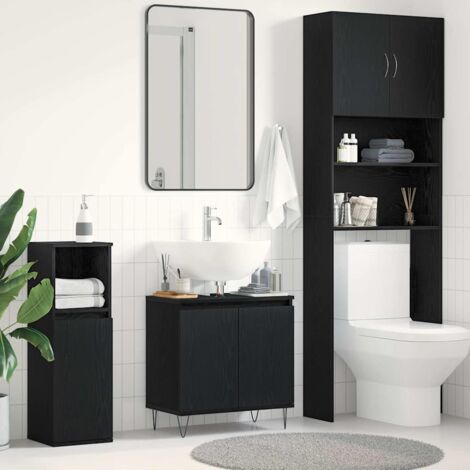 Waschbeckenunterschrank Schwarz Eiche 58x33x60 cm Holzwerkstoff vidaXL