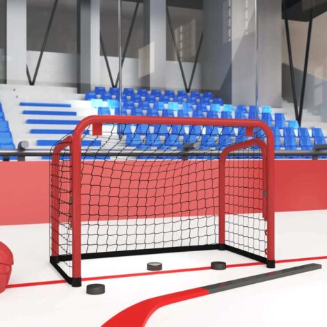 Hockeytor mit rotem und schwarzem Netz 68x32x47 cm