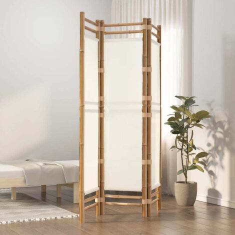 3-tlg. Paravent Faltbar 120 cm Bambus und Canvas vidaXL10323