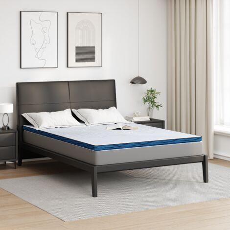 Matratzenpads Weiß und blau 140 x 190 cm Gel-Speicherschaum vidaXL