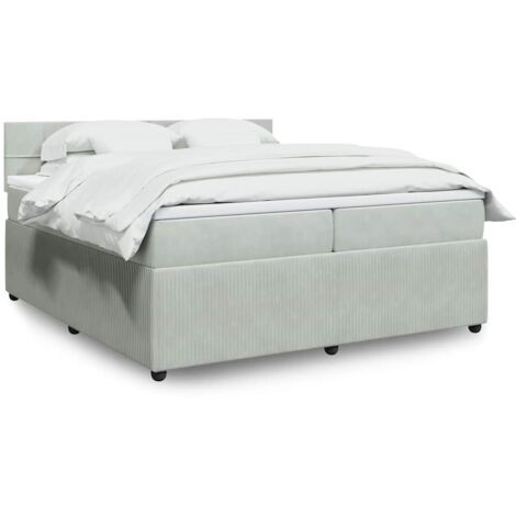 Boxspringbett mit Matratze Hellgrau 200x200 cm Samt vidaXL (1/5)