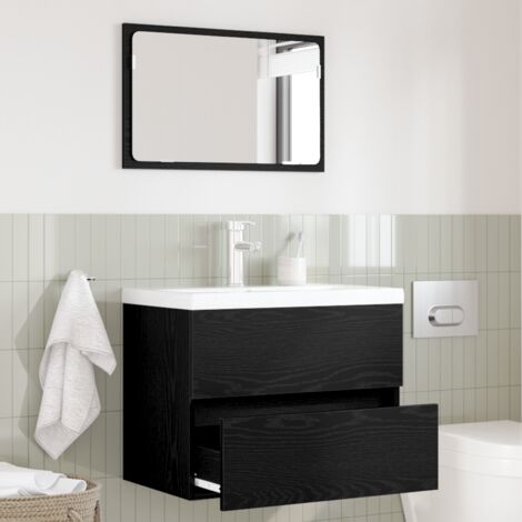 Badezimmermöbelset 2 pcs Schwarz Eichen-Optik 57 x 37 x 45 cm vidaXL