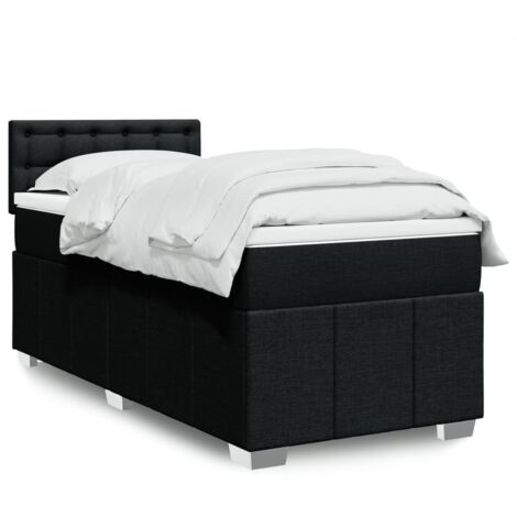Boxspringbett mit Matratze Schwarz 100x200 cm Stoff vidaXL