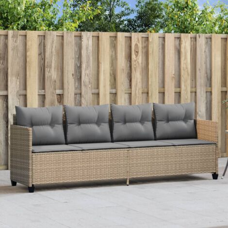 vidaXL Liegestuhl mit Kissen Beige Geflochtenes Polyester